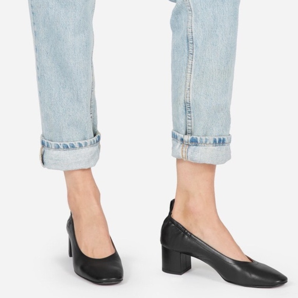 Everlane Black Leather Day Heel 8.5